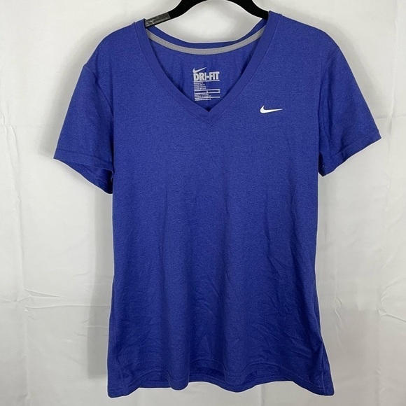 Nike Dri-Fit Shirt Short Sleeve V-Neck Pullover Athletic Workout Regular Fit Top - Picture 1 of 8